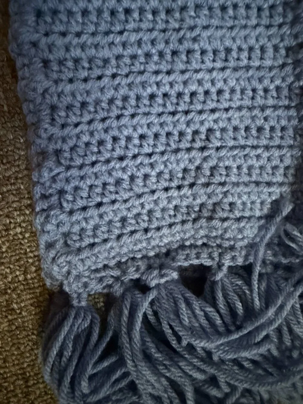 Handmade Kitted Wool Scarf Blue